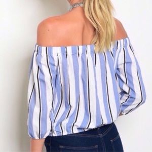 Tops - Striped Off Shoulder Top Tops - Striped Off Shoulder Top